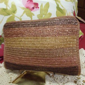 Straw Clutch Fashion Handbag Purse Pocketbook Multi Brown, Rose Gold, Go…